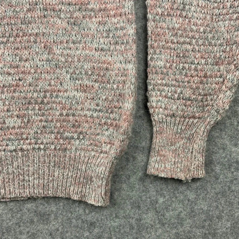 VTG McGregor Sweater Men Medium Pink Gray Marled Knit Fuzzy Soft Crewneck 80s